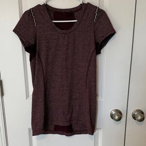 lululemon athletica Maroon Striped Short Sleeve Tee
